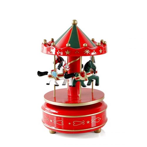 Carusel muzical rosu verde rotativ Carousel cutie muzicala cadou Craciun