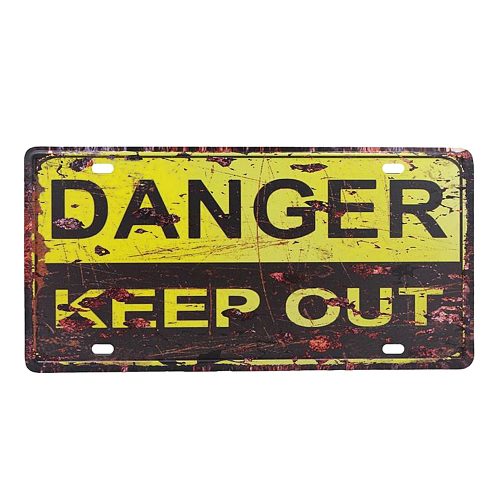 Placa metal vintage Danger numar auto