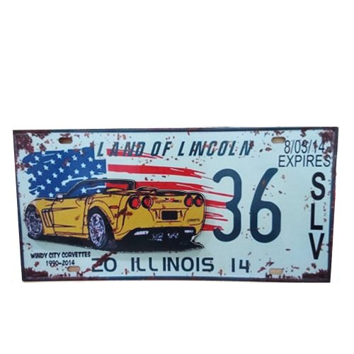 Placa lemn vintage Illinois Corvette