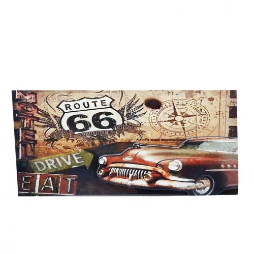 Placa lemn vintage Route 66 Car