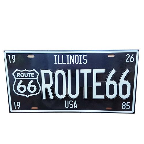 Placa lemn vintage Route 66 neagra