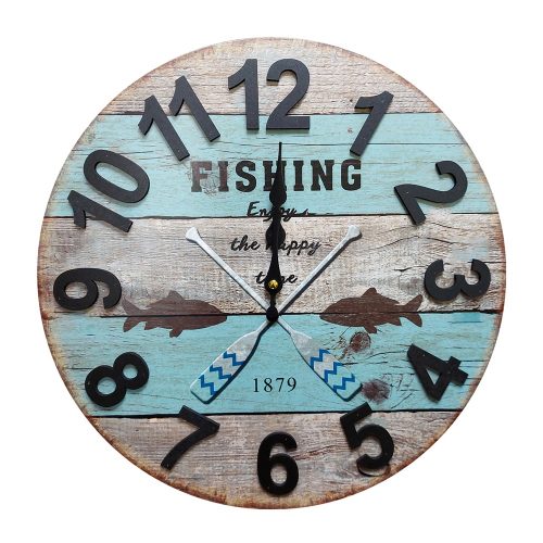 Ceas perete Fishing Mood vintage 40cm